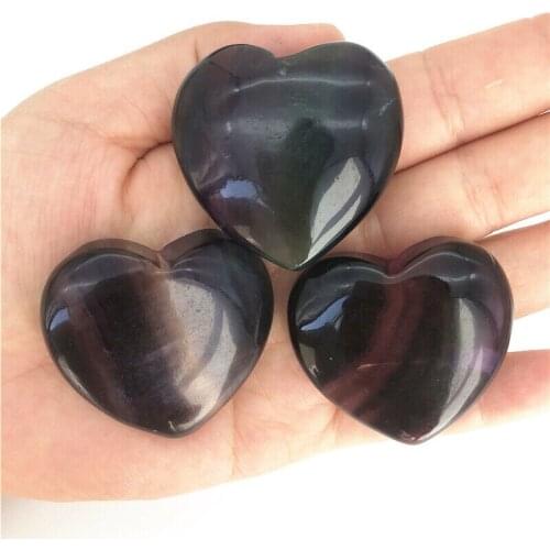 1pc Natural Colorful Fluorite Quartz Crystal Heart Shaped Healing Stones Decoration Natural Quartz Crystals