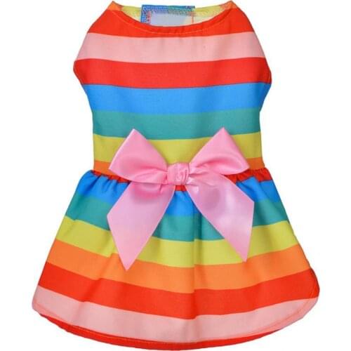 2 Colors Soft Summer Beautiful Puppy Dress 5 Sizes Dog Princess Dress Bow-knot Decor for Party