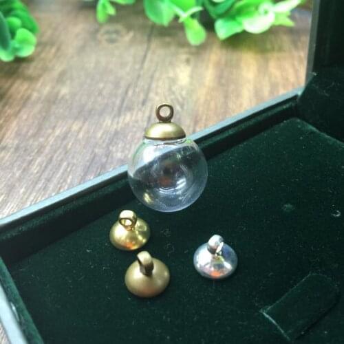 20sets/lot 16mm*4mm glass globe bubble 8mm cap set DIY Glass vial pendant necklace pendant glass bottle dome cover charms