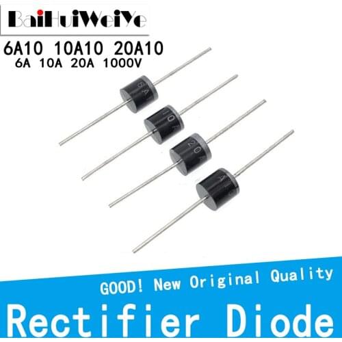 20PCS/LOT 6A10 10A10 20A10 6A 10A 20A 1000V 1200V Electrical Axial Rectifier Diode DIP R-6 Charging Diode