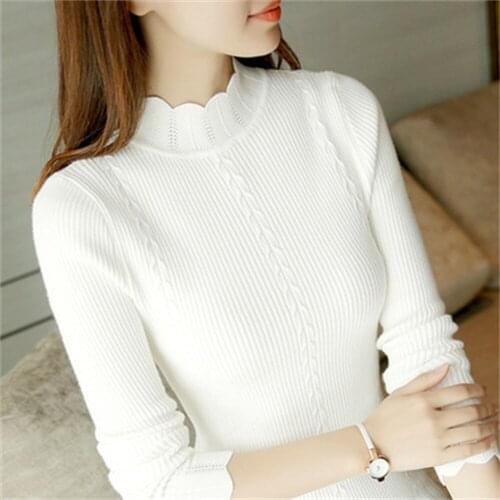 2021 Fashion Korean Slim Women Knit Sweater High ElasticTurtleneck Bottoming Basic Pullovers Winter Sexy Sweater Women H665