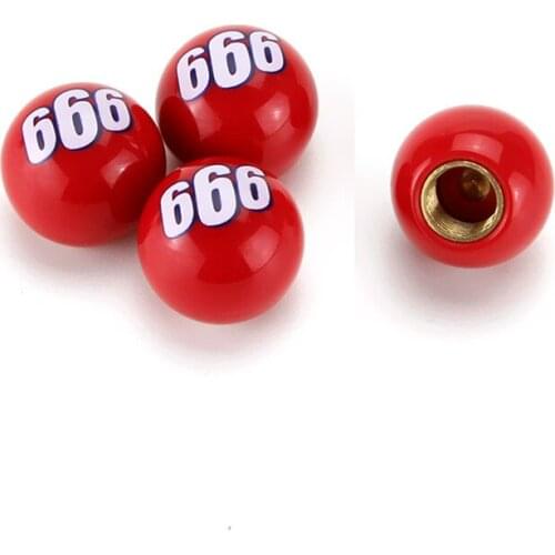 4pcs/Set China Red Car Tire Valve Caps Creative 666 Ball Car Wheel Valve Cap Dustproof Air Stem Covered Car Bicycle Accessories