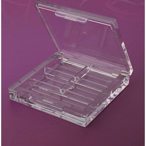 4 Grids Rectangular Eyeshadow Pigment Empty Container Palettes Clear Plastic Portable Lipstick Dispenser Case Tray Makeup Tool