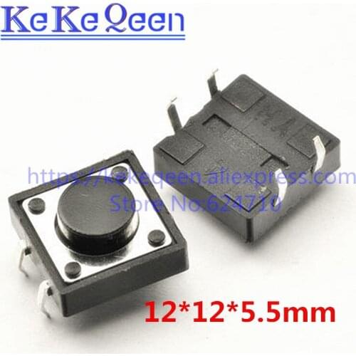 50Pcs/Lot 12x12x5.5 12x12x5.5MM Touch Button Micro Switch Direct Plug-in Self-reset 12*12*5.5mm keys button DIP 4PIN 12*12*5.5