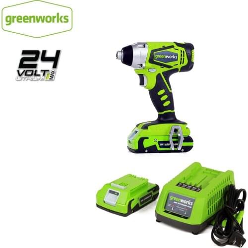 Greenworks 24V Electric Impact Screwdriver Brushless Cordless Screwdriver Impact Drill 300N.m Variable Speed Rechargeable Drill