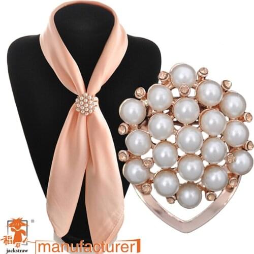 Accessories brooches Dual pearl silk scarf buckle rhinestone silk scarf clip female wedding shawl jewelry