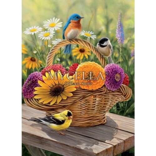 5D Diy Diamond Painting Birds & Flowers Daisy Full Rhinestones Diamond Embroidery Home Decor Christmas gift Needlework Canvas