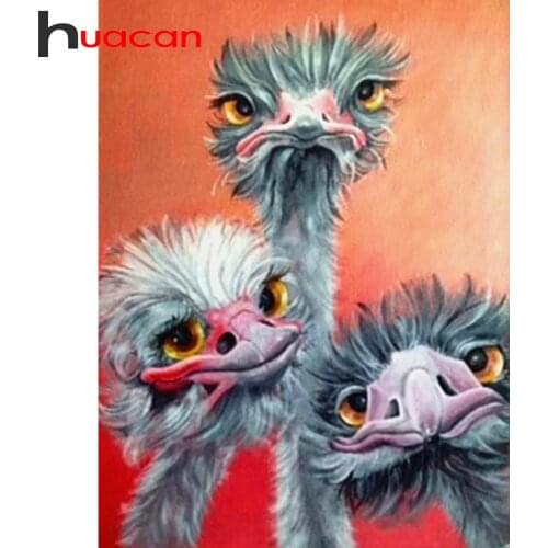 Huacan Diamond Embroidery Animal Kit Diamond Painting Ostrich Full Square Rhinestones Unfinished Home Decoration