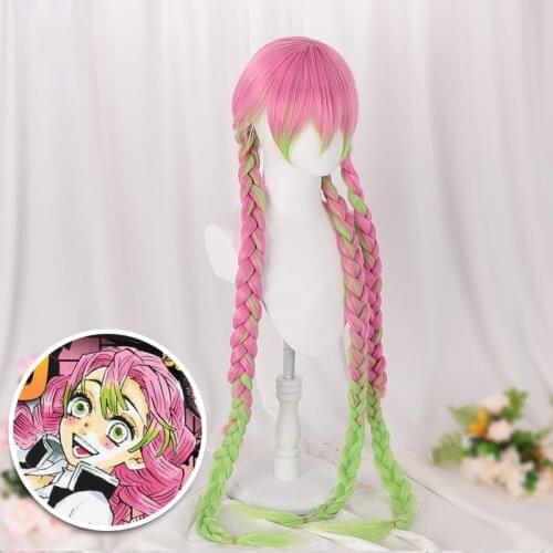 Anime Comic Demon Slayer Kimetsu No Yaiba Cosplay Wigs Kanroji Mitsuri Cosplay Wig Synthetic Wig Hair Halloween Blade Of Demon