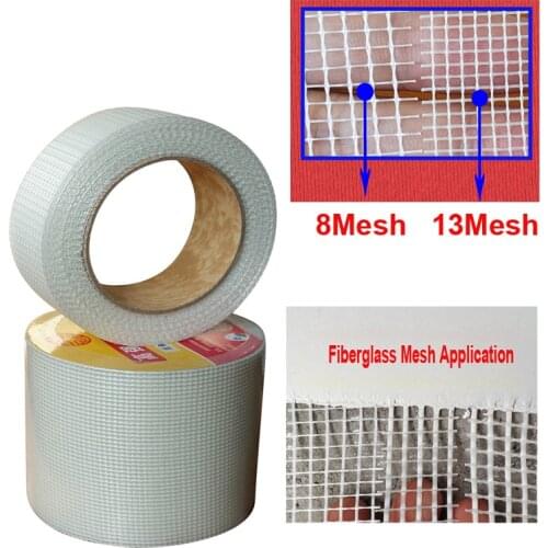 White Fiberglass Mesh for Mosaics Making Self Adhesive Grid Tape Waterproof Fireproof DIY Wall Construction Crack Resistance