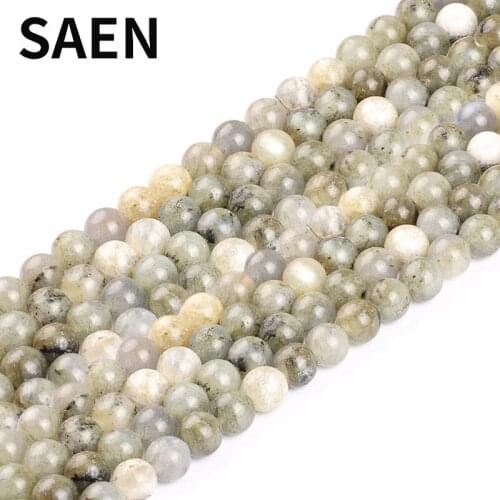 SAEN Natural Stone Grade Labradorite Round Loose Beads 15" Strand 4 6 8 10 12MM Pick Size beads for jewelry making wholesale