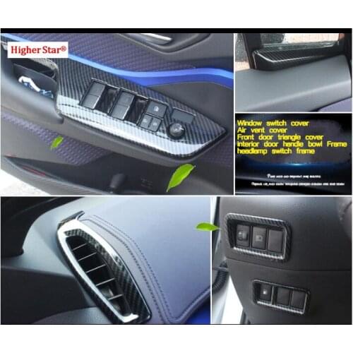 Black carbon fiber pattern Interior door bowl decoration cover,window switch cover,air vent cover for TOYOTA C-HR 2016