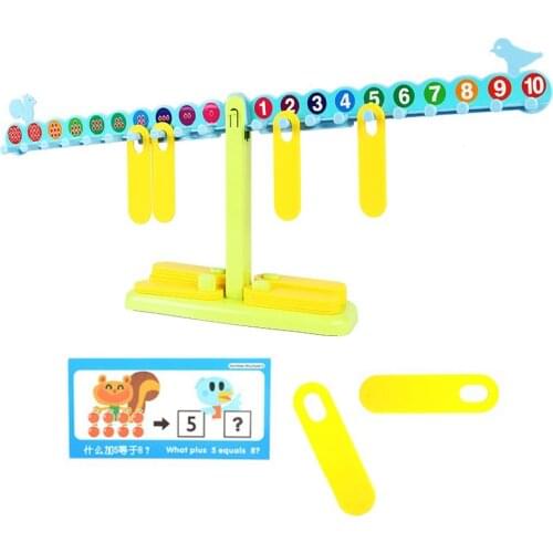 EBOYU(TM) T-Shaped Math Number Balance Scale, 20 10G Weights, with Learning Book, Learning Cards, Test Paper