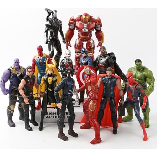 14pcs/set Marvel Avengers Infinity War Thanos Iron Man Captain America Thor Hulkbuster Spiderman Black Panther Figures Toys