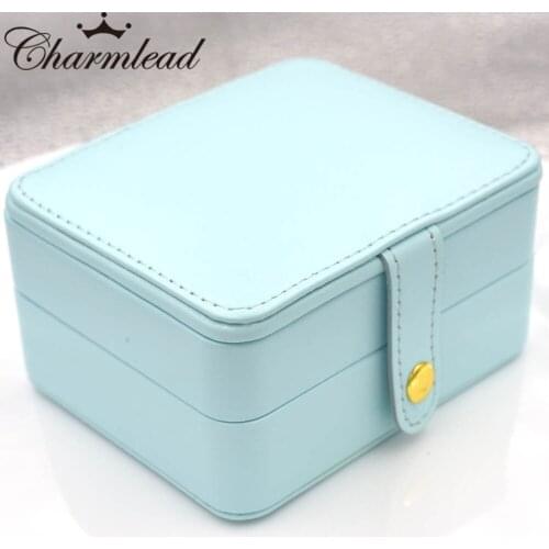 Charmlead Travel Jewelry Storage Gift Box Cosmetics Case Box with Mirror Leather Box for Ring Earring Bracelet Pendant Jewelry