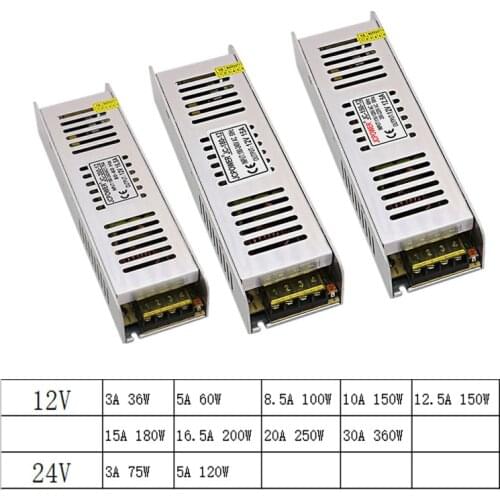 LED Power Supply 12 v 3 5 8.5 10 15 30 A DC 12V LED Driver Adapter Lighting Transformers 36W 60W 120W 150W 180W 200W 240W 360W
