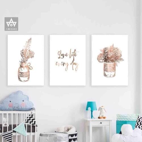 Canvas Painting Nordic Decor Floral Flower Poster and Print Love Life Every Day Quote Wall Art Picture Bedroom Decor Home Decor