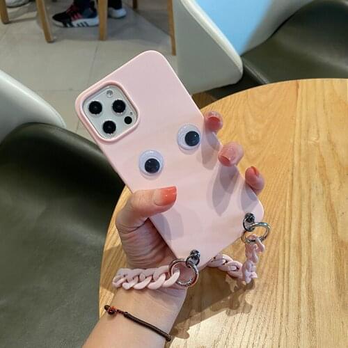 Korean acrylic chain soft phone case Funny eyes Pattern For xiaomi Redmi K20 K30 Note 6 5 Pro mi A3 Lite 8 MIX 2 MAX 3 cc9
