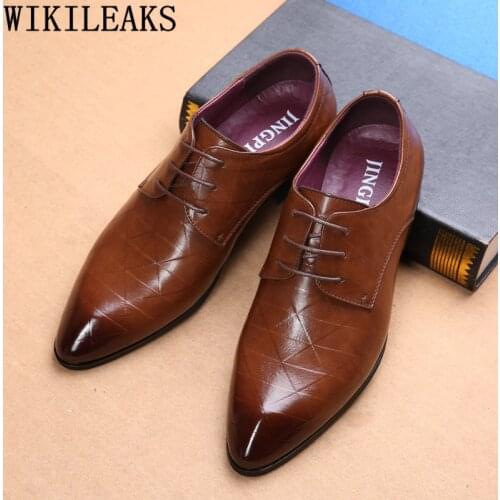Leather Shoes Men Office Shoes Men Wedding Shoes Men Brown Dress Fashion Zapatos De Hombre Italiano Sapato Social Masculino