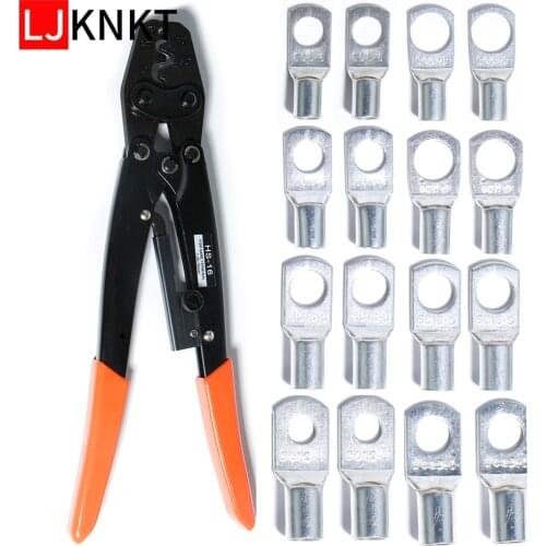 Tinned Copper Wire Cold Presser Lugs Ring Terminals Bolt Hole Ratchet Electrician Brass Crimping hand tool plier Car Bare Cable