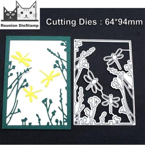 Reunion Dragonfly Background Metal Cutting Dies Frame for DIY Scrapbooking Craft Die Cuts Paper Art Emboss Card Making Stencil