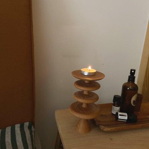 Geometric Wooden Decoration Nordic Handmade Mini Stand Home Ornaments Accessories Wood Table Miniature Craft Work Room Decor