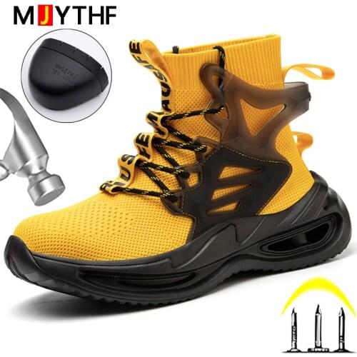 Fashion New Work Safety Boots Men Work Sneakers Steel Toe Safety Shoes Men Indestructible Shoes Puncture-Proof Work Boots 49 50