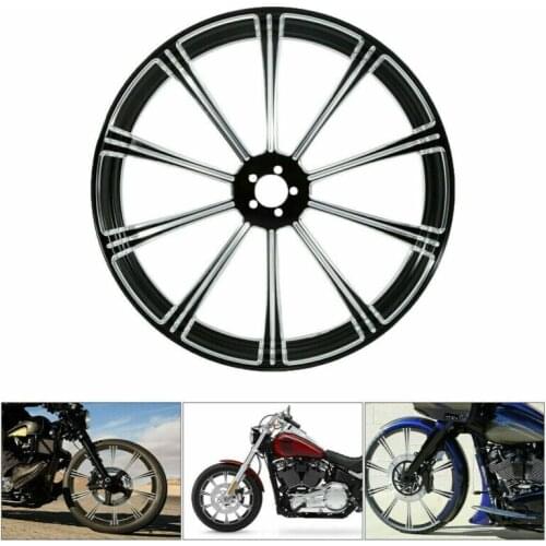 Motorcycle 23" x 3.5" CNC BLK Front Wheel Rim Dual Disc For Harley Bagger Touring 2008-2020