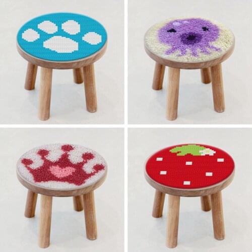 Cartoon Latch Hook kits Pillow Needle For Carpet Embroidery Crown DIY Handmade Printed Canvas Cushion Latch Hook Kits Foamiran F