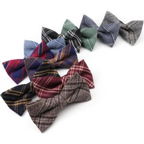 Mens Adjustable Formal 100% Cotton Vintage Striped Plaid Bow Tie Butterfly Bowtie Tuxedo Bows Groom Prom Party Accessories Gift