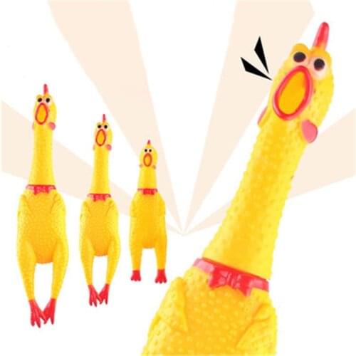 Pets Dog Toys Screaming Chicken Squeeze Sound Toy for Dogs Super Durable & Funny Squeaky Yellow Rubber Chew Toy Chicken