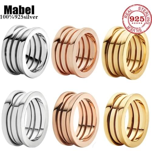 Fit Original 925 sterling silver spring ring for women with rose gold couple ring classic high quality jewelry wedding gift