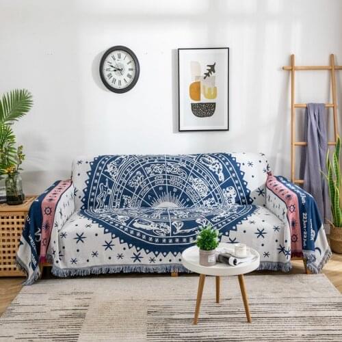 Israel Style Constellation Sofa Towel European Geometric Non-Slip Throw Cotton Piano Dustproof Couch Cover Travel Blanket Tassel