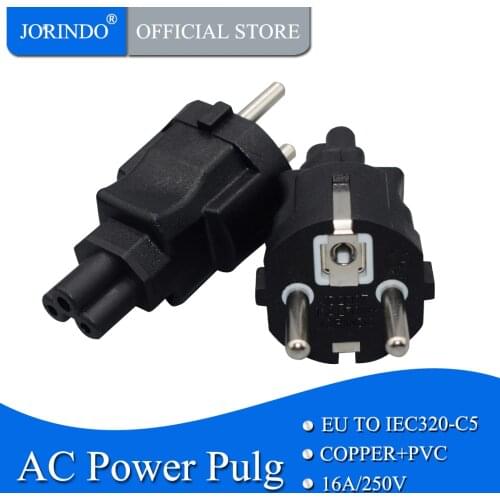 JORINDO EU TO IEC320 C5 Power converter,EU TO C5 AC Conversion plug,10A/250V,Portable computer power conversion adapter