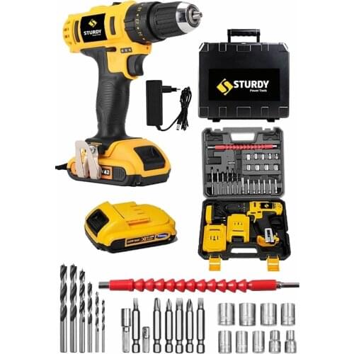 Sturdy 42V 5Ah Lıon Dual Cordless EXPRESS SERIAL Percussion Turbo Rechargeable Drill 27 Piece End Set cordless hammer drill 18V 13mm