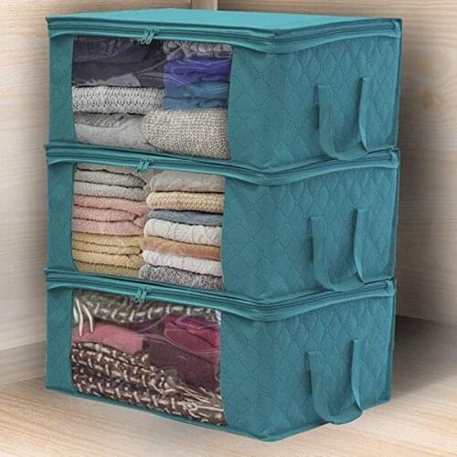 Folding Storage Box Nonwoven Fabric Storage Bag Nonwoven Fabric Wardrobe Clothing Quilt Storage Box Dustproof Organizer