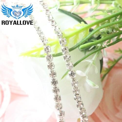 SS14 10yard Single Row high density Crystal Clear stone Glass Rhinestone Cup Chain Trim Applique wedding decoration strass chain