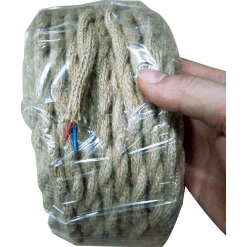 Vintage Hemp Rope wire Light Wire 2core 0.75 square Creative Personality Pendant double strand twist lamp cable