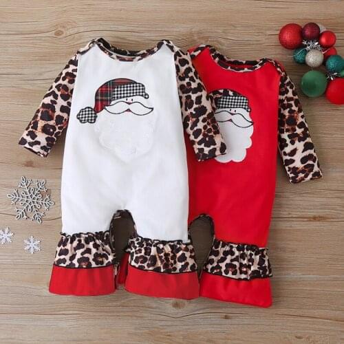 Wallarenear 0-18M Newborn Infant Baby Boy Girl Autumn Christmas Romper Long Sleeve Flare Jumpsuit 2Styles Clothing