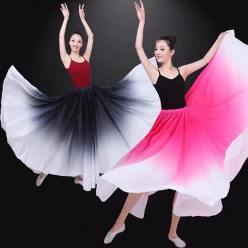 Maxi Big Hem Boho Chiffon Skirts Gradient Color Block A Line Floor Long Midi Summer Dance Semi Sheer Skirts Jupe Faldas Saia