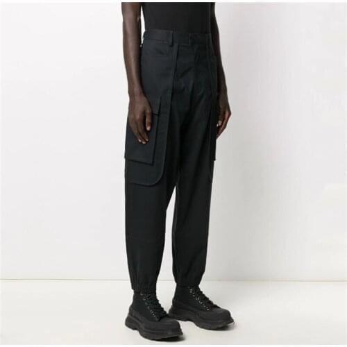 Plus Size New young mens casual pants trend handsome small foot pants baggy overalls middle waist nine split pants