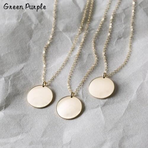 Big Disk Necklace Handmade 19MM Coin Pendants Gold Wrap Name Letter Jewelry Collier Femme Boho Chocker