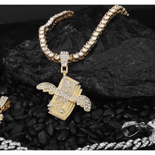 Excited Zircon Statement Dollar Sign Tennis Chain Necklace Choker for Women Crystal Rhinestone Pendant Necklace Chain Jewelry