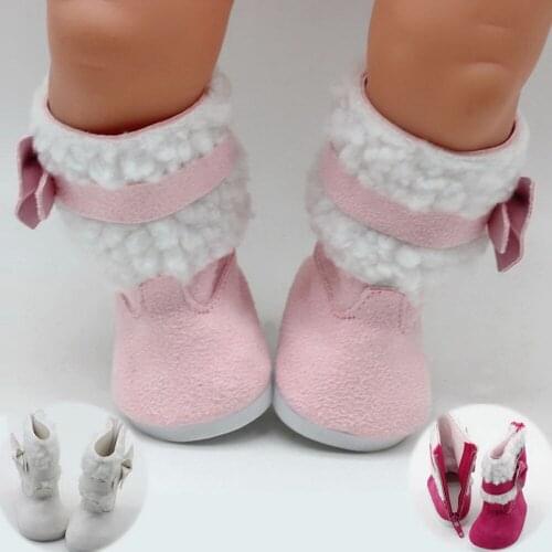 New Arrival White Rose Red Pink 18inch Doll Winter Chirstmas Shoes Doll Accessories Snow Boots Shoes for 43cm Height Girl Dolls