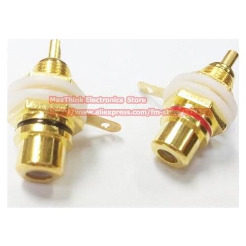 Gold RCA JACKS Female PANEL MOUNT A/V Connector Adapte , Red + Black, 50pcs , Free shipping