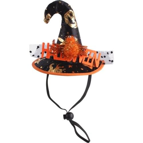 1Pcs Halloween Pet Hat Pumpkin Festival Adjustable Kitten Witch Hat Puppy Wizard Hat Cute Pet Halloween Costumes Wizard Hat