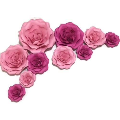 10pcs set Half Made Giant Paper Rose Flowers Showcase Wedding Backdrops Props flores artificiais para decora o