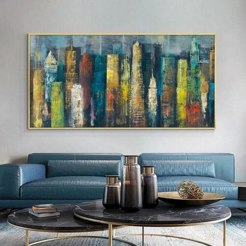 100 Hand Painted Abstract Oil Painting Wall Art City Building Picture Minimalist Modern On Canvas Decorative For Living No Frame