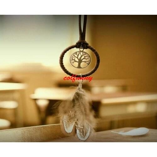 100pcs Vintage Mini Dreamcatcher Handmade Dream Catcher Net With Feather Decoration Ornament Diameter 3.5cm Craft Gift F061502