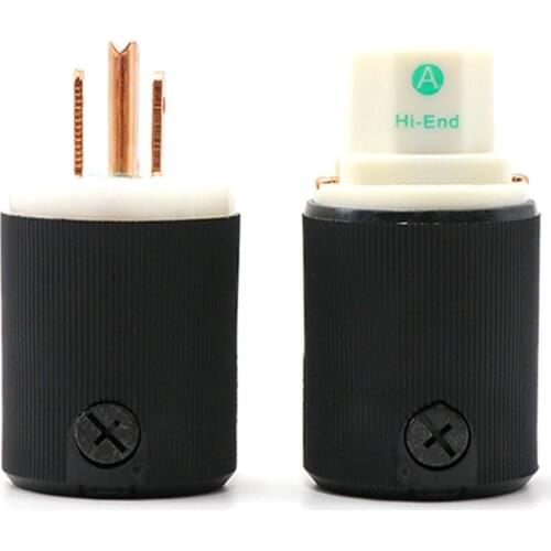 2Pairs Hifi Audio Red Copper Plated US Power Plug+IEC Female Connector extension adapter